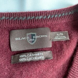 Black Brown 1826 Burgundy 100% Cashmere Men’s Size XL